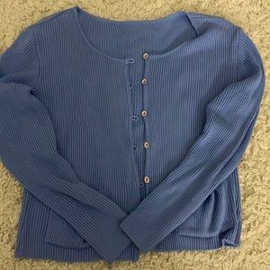 blue cardigan